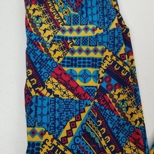 Lularoe OS Leggings One Size Blue Yellow NWOT